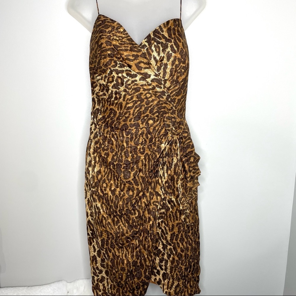 Vintage Gillian Leopard Ruched Midi Dress